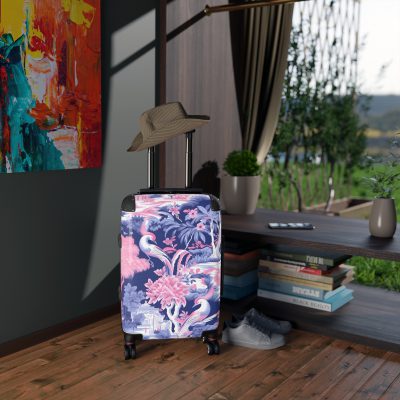 Pink Blue Chinoiserie suitcase, a durable and stylish travel companion. Crafted with vibrant Pink Blue Chinoiserie patterns, it's perfect for those who appreciate artistic elegance on their journeys.