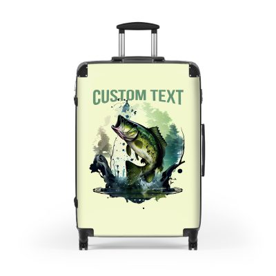 Custom Gone Bass Fishing suitcase, a durable and stylish travel companion. Crafted with customizable bass fishing designs, it's perfect for avid anglers seeking personalized outdoor excitement on their journeys.