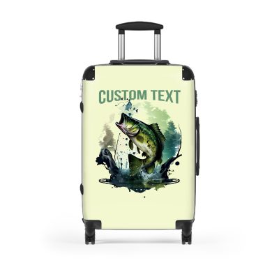 Custom Gone Bass Fishing suitcase, a durable and stylish travel companion. Crafted with customizable bass fishing designs, it's perfect for avid anglers seeking personalized outdoor excitement on their journeys.