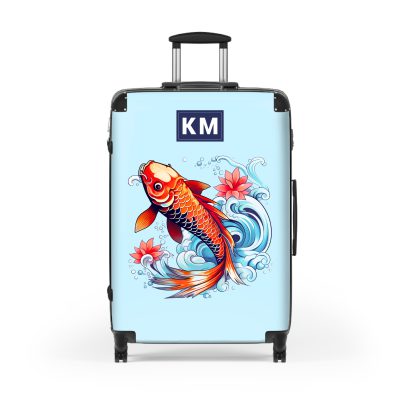 Custom Koi Fish suitcase, a durable and stylish travel companion. Crafted with customizable Koi fish designs, it's perfect for fish enthusiasts seeking personalized aquatic elegance on their journeys.