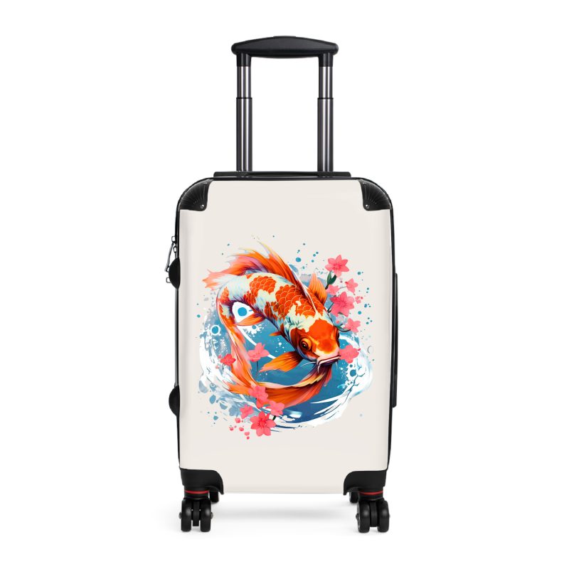 Koi Fish suitcase, a durable and stylish travel companion. Crafted with Koi fish designs, it's perfect for fish enthusiasts seeking serene aquatic excitement on their journeys.