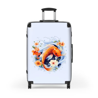 Koi Fish suitcase, a durable and stylish travel companion. Crafted with Koi fish designs, it's perfect for fish enthusiasts seeking serene aquatic excitement on their journeys.