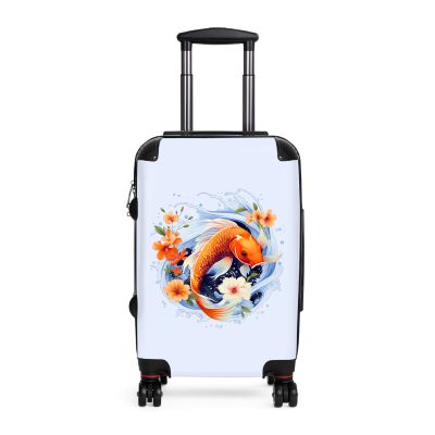 Koi Fish suitcase, a durable and stylish travel companion. Crafted with Koi fish designs, it's perfect for fish enthusiasts seeking serene aquatic excitement on their journeys.