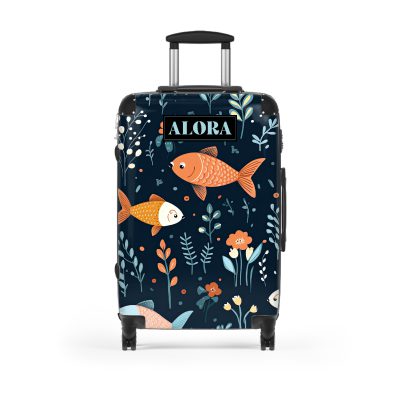 Custom Floral Fish suitcase, a durable and stylish travel companion. Crafted with customizable floral fish designs, it's perfect for personalized and stylish journeys.