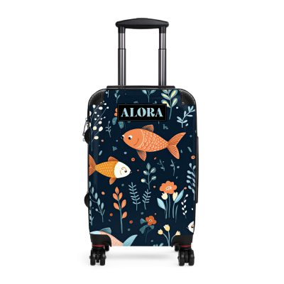 Custom Floral Fish suitcase, a durable and stylish travel companion. Crafted with customizable floral fish designs, it's perfect for personalized and stylish journeys.