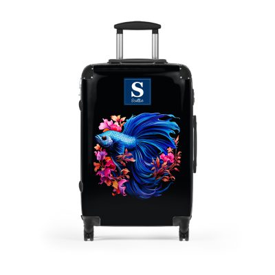 Custom Betta Fish suitcase, a durable and stylish travel companion. Crafted with customizable Betta fish designs, it's perfect for personalized travel experiences.