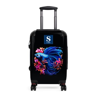 Custom Betta Fish suitcase, a durable and stylish travel companion. Crafted with customizable Betta fish designs, it's perfect for personalized travel experiences.