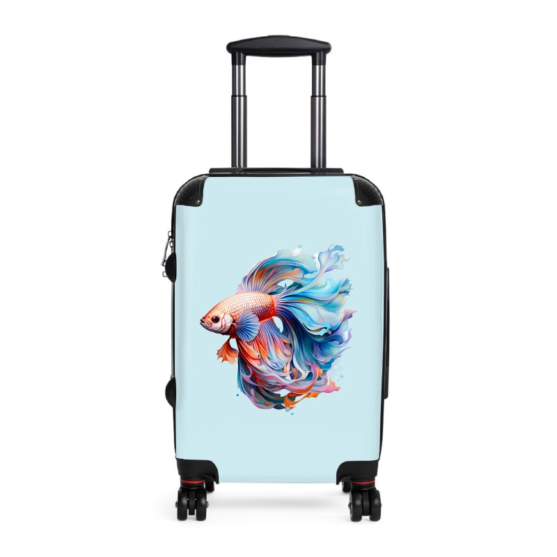 Betta Fish suitcase, a durable and stylish travel companion. Crafted with Betta fish designs, it's perfect for fish enthusiasts on the go.