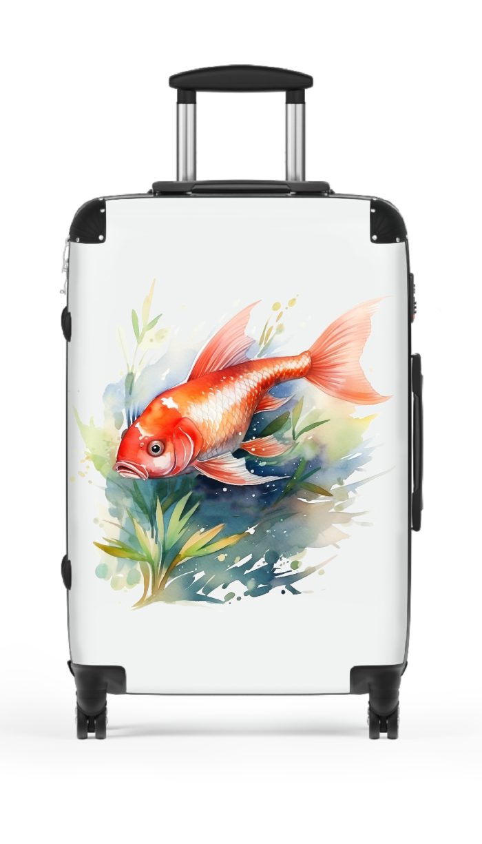 Fish suitcase, a durable and stylish travel companion. Crafted with fish designs, it's perfect for sea enthusiasts seeking oceanic excitement on their journeys.