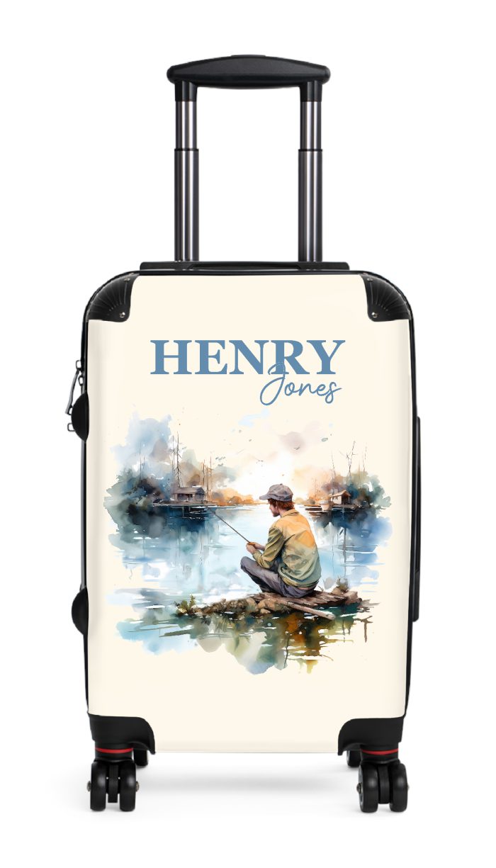 Custom Fishing suitcase, a durable and stylish travel companion. Crafted with customizable fish designs, it's perfect for fishing enthusiasts seeking personalized oceanic excitement on their journeys.