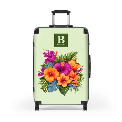 Custom Tropical Flower Hawaiian suitcase, a durable and stylish travel companion. Crafted with custom Tropical Flower Hawaiian designs, it's perfect for those who seek island elegance on their journeys.