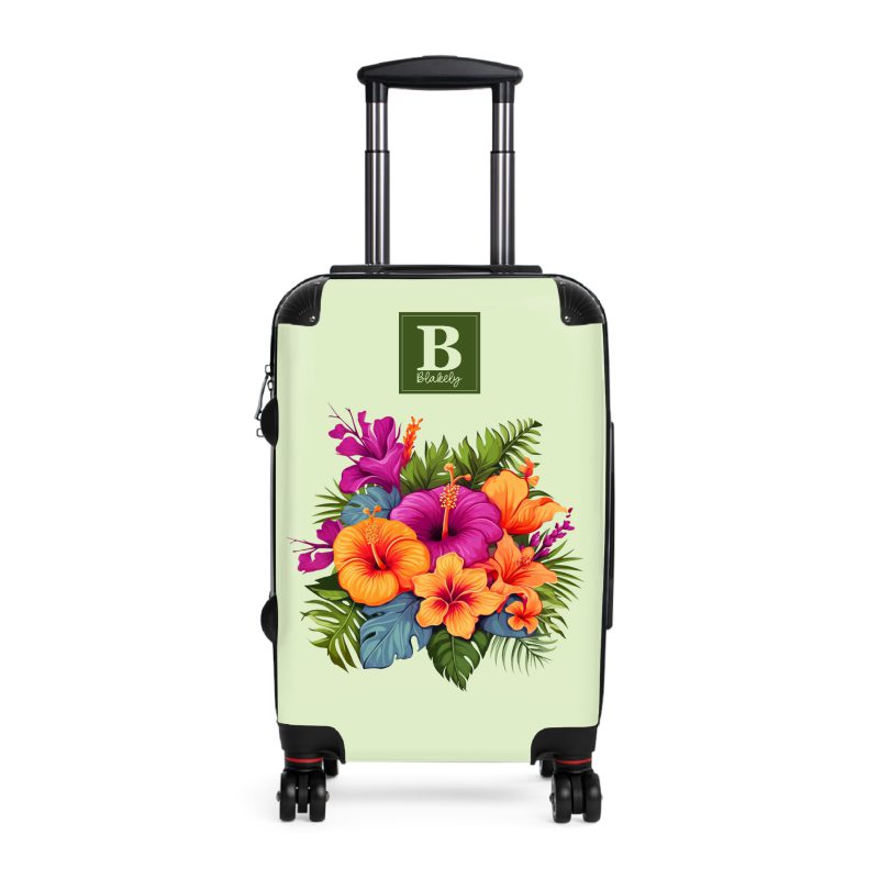 Custom Tropical Flower Hawaiian suitcase, a durable and stylish travel companion. Crafted with custom Tropical Flower Hawaiian designs, it's perfect for those who seek island elegance on their journeys.