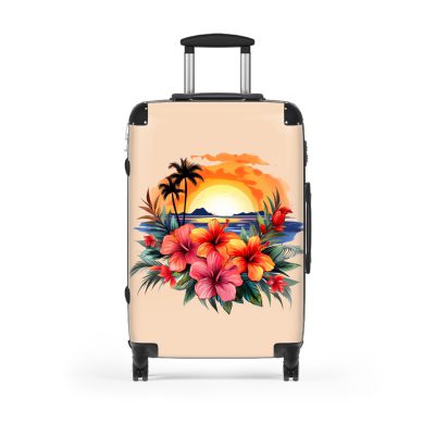 Tropical Flower Hawaiian suitcase, a durable and stylish travel companion. Crafted with vibrant Tropical Flower Hawaiian designs, it's perfect for those who seek an exotic touch on their journeys.