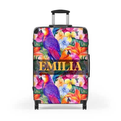 Custom Hawaiian Tiki Luau suitcase, a durable and stylish travel companion. Crafted with custom Hawaiian Tiki Luau designs, it's perfect for those who seek luau joy on their journeys.