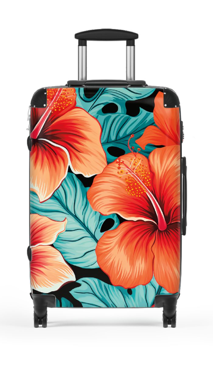 Hawaiian Suitcase, a chic and durable travel companion with vibrant Hawaiian designs. Perfect for those who desire a touch of paradise on their journeys.