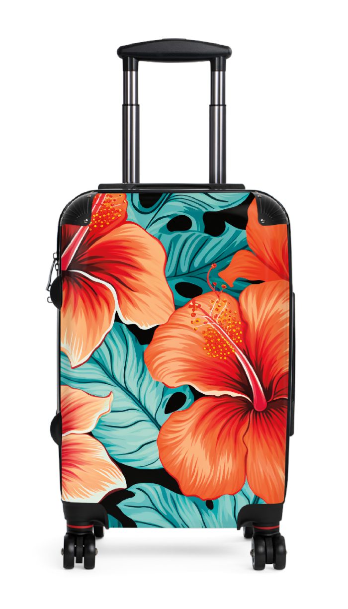 Hawaiian Suitcase, a chic and durable travel companion with vibrant Hawaiian designs. Perfect for those who desire a touch of paradise on their journeys.