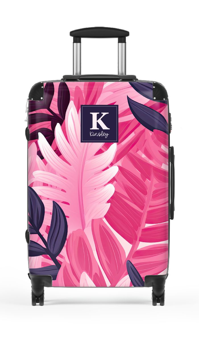 Discover personalized elegance with the Custom Pink Tropical Leaves Suitcase. Crafted to reflect your style, adorned with vibrant tropical foliage—a unique journey awaits.