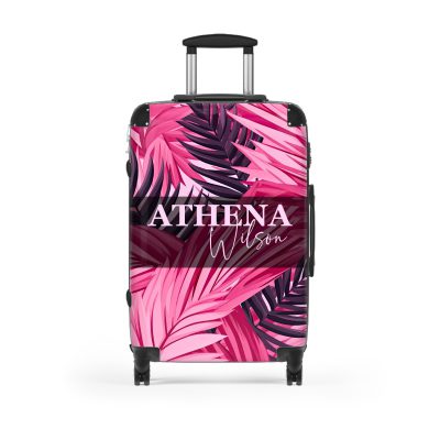 Discover personalized elegance with the Custom Pink Tropical Leaves Suitcase. Crafted to reflect your style, adorned with vibrant tropical foliage—a unique journey awaits.