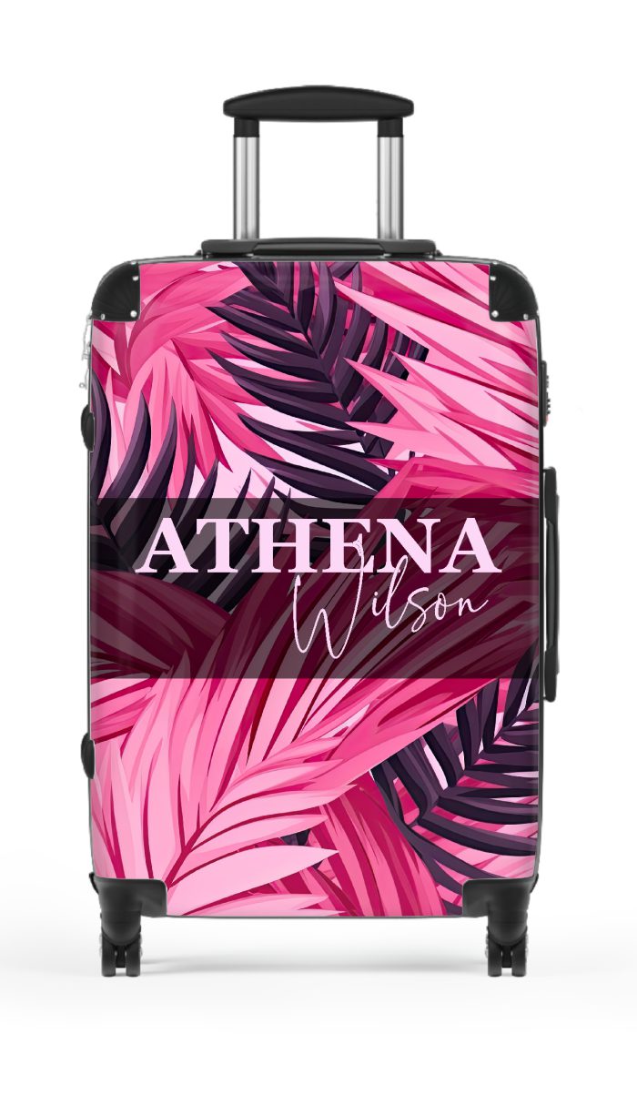 Discover personalized elegance with the Custom Pink Tropical Leaves Suitcase. Crafted to reflect your style, adorned with vibrant tropical foliage—a unique journey awaits.