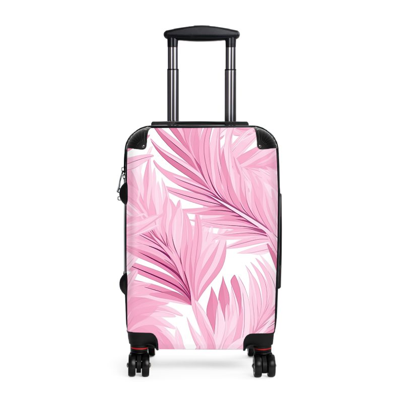 Pink Tropical Leaves Suitcase, a fusion of style and durability for the modern explorer. Adorned with pink tropical foliage, it radiates elegance on every journey.