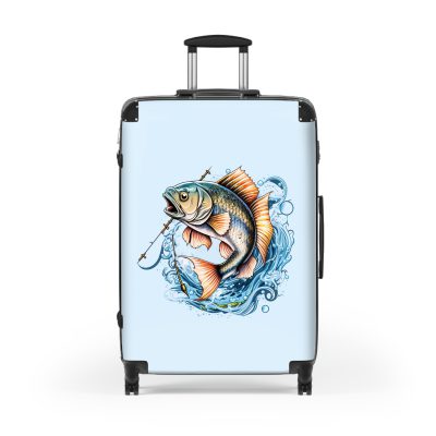 Fishing suitcase, a durable and stylish travel companion. Crafted with fishing designs, it's perfect for anglers seeking oceanic excitement on their journeys.