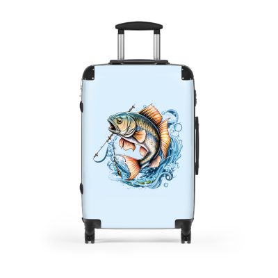 Fishing suitcase, a durable and stylish travel companion. Crafted with fishing designs, it's perfect for anglers seeking oceanic excitement on their journeys.