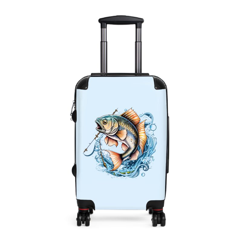 Fishing suitcase, a durable and stylish travel companion. Crafted with fishing designs, it's perfect for anglers seeking oceanic excitement on their journeys.