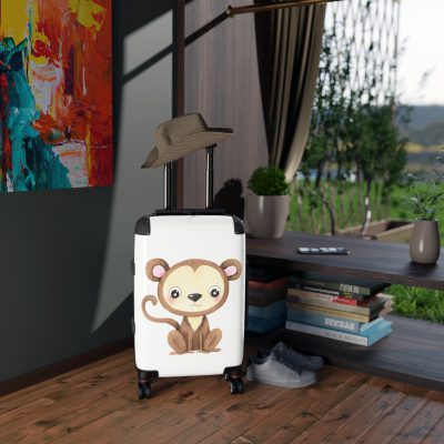 Cute Baby Monkey Suitcase - Travel in adorable style with this delightful companion, featuring charming baby monkey motifs for cute adventures.