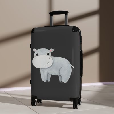 Cute Baby Hippo Suitcase - Elevate your journeys with this charming companion, featuring delightful baby hippo motifs for adorable adventures.