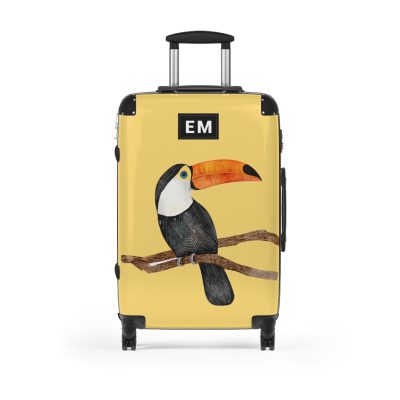 Toucan Custom Suitcase - Personalize your travels with a vibrant toucan design, the perfect tropical statement for your journey.
