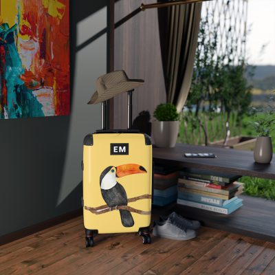 Toucan Custom Suitcase - Personalize your travels with a vibrant toucan design, the perfect tropical statement for your journey.