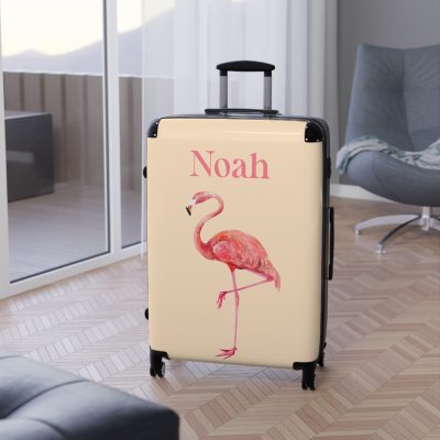 Flamingo Custom Suitcase - Personalize your journeys with a stylish flamingo design, adding a touch of tropical chic to your travel adventures.