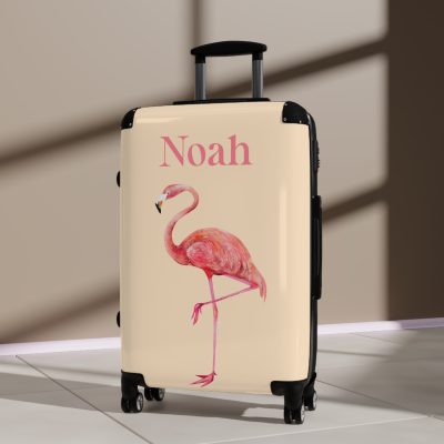 Flamingo Custom Suitcase - Personalize your journeys with a stylish flamingo design, adding a touch of tropical chic to your travel adventures.