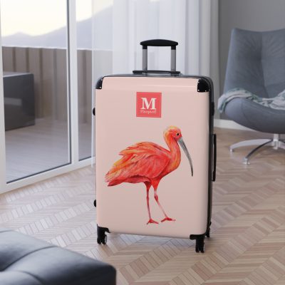 Scarlet Ibis Custom Suitcase - Personalize your travels with vibrant elegance, featuring a striking scarlet ibis design for a bold and tropical charm.