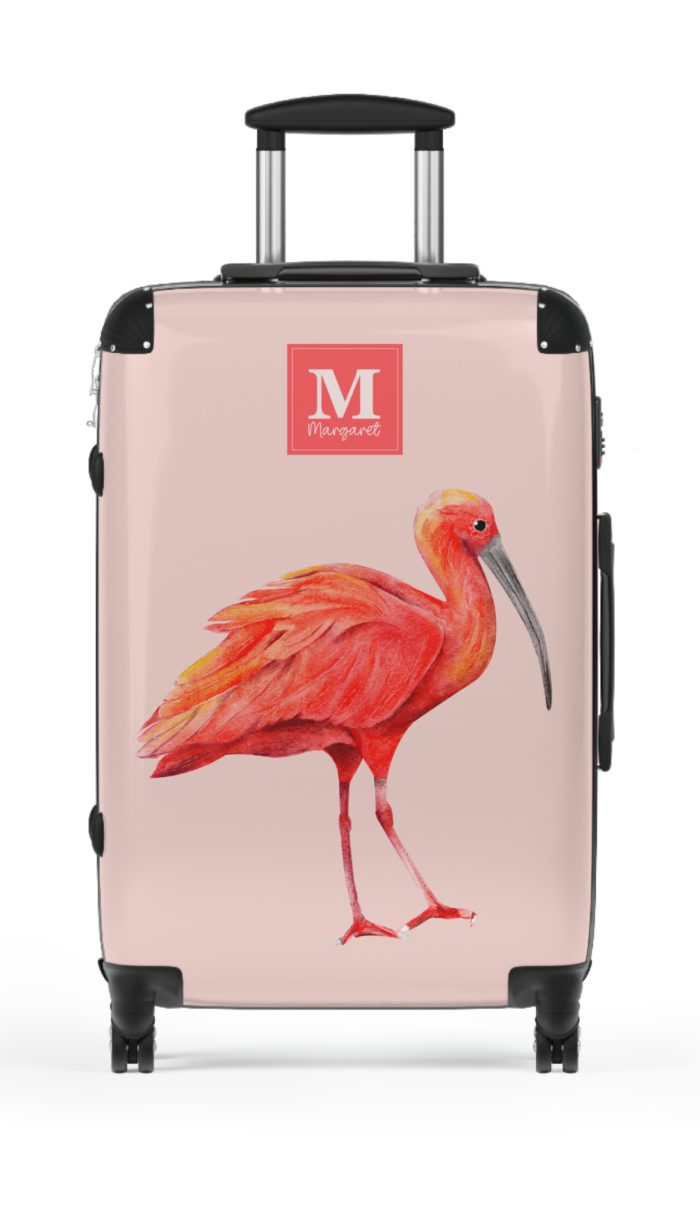 Scarlet Ibis Custom Suitcase - Personalize your travels with vibrant elegance, featuring a striking scarlet ibis design for a bold and tropical charm.