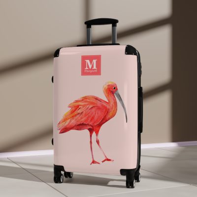 Scarlet Ibis Custom Suitcase - Personalize your travels with vibrant elegance, featuring a striking scarlet ibis design for a bold and tropical charm.