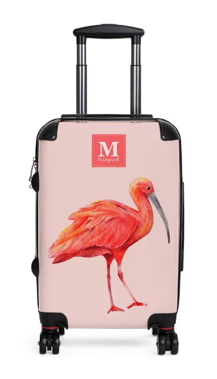 Scarlet Ibis Custom Suitcase - Personalize your travels with vibrant elegance, featuring a striking scarlet ibis design for a bold and tropical charm.