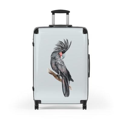 Palm Parrot Suitcase - Elevate your travels with vibrant elegance, featuring a charming parrot design against lush palm leaves for a tropical charm.