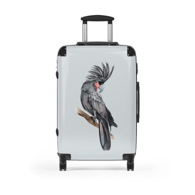 Palm Parrot Suitcase - Elevate your travels with vibrant elegance, featuring a charming parrot design against lush palm leaves for a tropical charm.