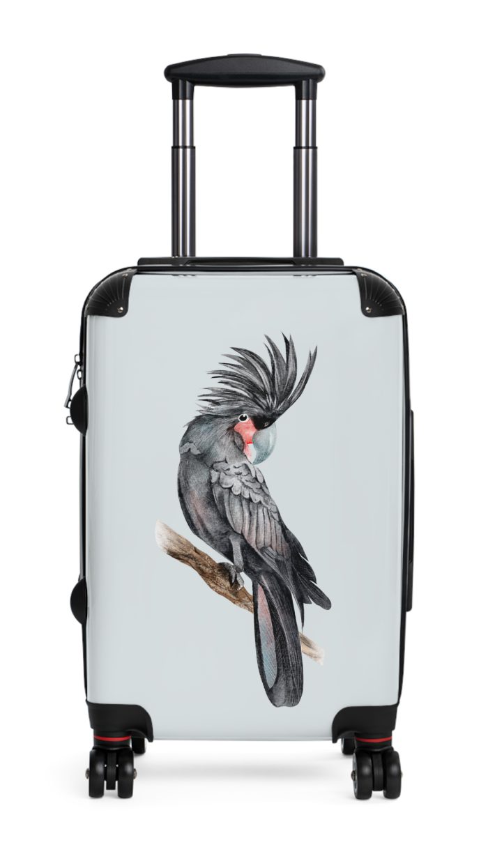 Palm Parrot Suitcase - Elevate your travels with vibrant elegance, featuring a charming parrot design against lush palm leaves for a tropical charm.