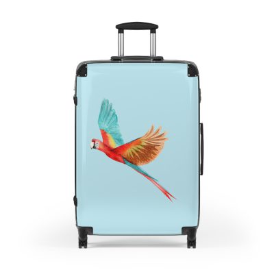 Scarlet Macaw Suitcase - Travel vibrantly with this exquisite and colorful companion, featuring striking scarlet macaw motifs for a bold and stylish statement.