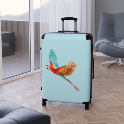 Scarlet Macaw Suitcase - Travel vibrantly with this exquisite and colorful companion, featuring striking scarlet macaw motifs for a bold and stylish statement.