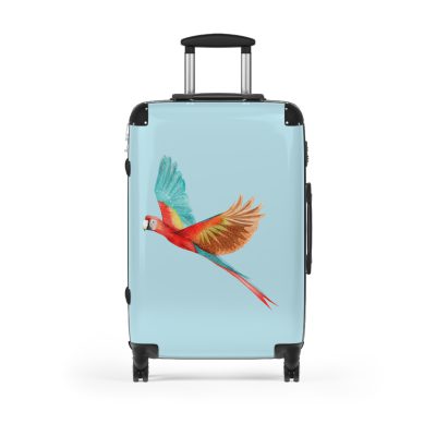 Scarlet Macaw Suitcase - Travel vibrantly with this exquisite and colorful companion, featuring striking scarlet macaw motifs for a bold and stylish statement.