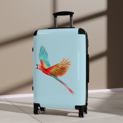 Scarlet Macaw Suitcase - Travel vibrantly with this exquisite and colorful companion, featuring striking scarlet macaw motifs for a bold and stylish statement.