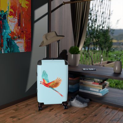 Scarlet Macaw Suitcase - Travel vibrantly with this exquisite and colorful companion, featuring striking scarlet macaw motifs for a bold and stylish statement.