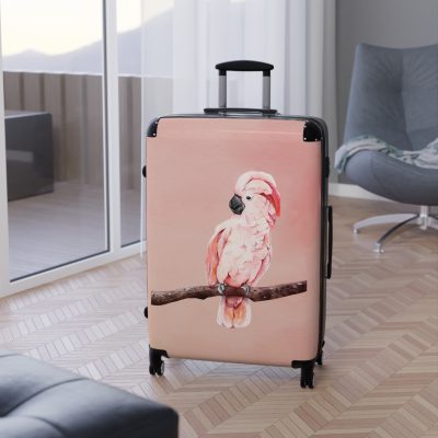 Cockatoo Suitcase - Journey in tropical style with this vibrant companion, featuring charming cockatoo motifs for a touch of elegance.