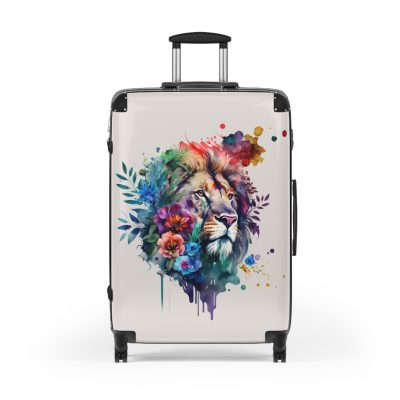 Floral Lion Suitcase - Roaring strength meets blossoming elegance, a unique and sophisticated travel companion with a captivating floral lion design.