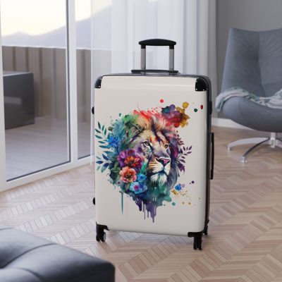 Floral Lion Suitcase - Roaring strength meets blossoming elegance, a unique and sophisticated travel companion with a captivating floral lion design.