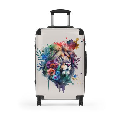 Floral Lion Suitcase - Roaring strength meets blossoming elegance, a unique and sophisticated travel companion with a captivating floral lion design.