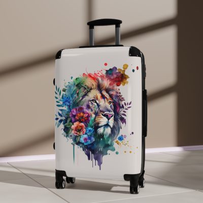 Floral Lion Suitcase - Roaring strength meets blossoming elegance, a unique and sophisticated travel companion with a captivating floral lion design.